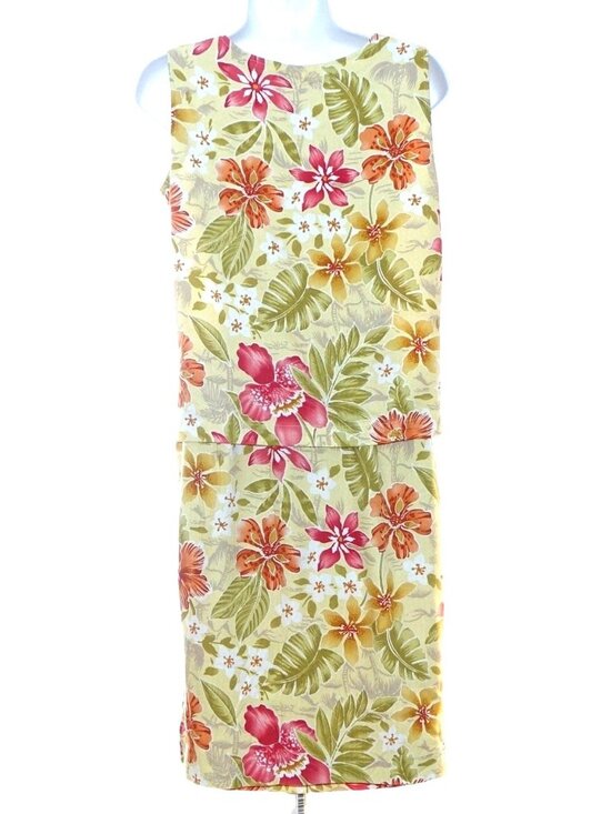 Coldwater Creek Hawaiian Skirt Blouse Womens S Small Outfit 2 Piece Set Hibiscus - Picture 2 of 10